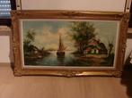 vintage: groot schilderij met gouden sierkader, Antiek en Kunst, Ophalen