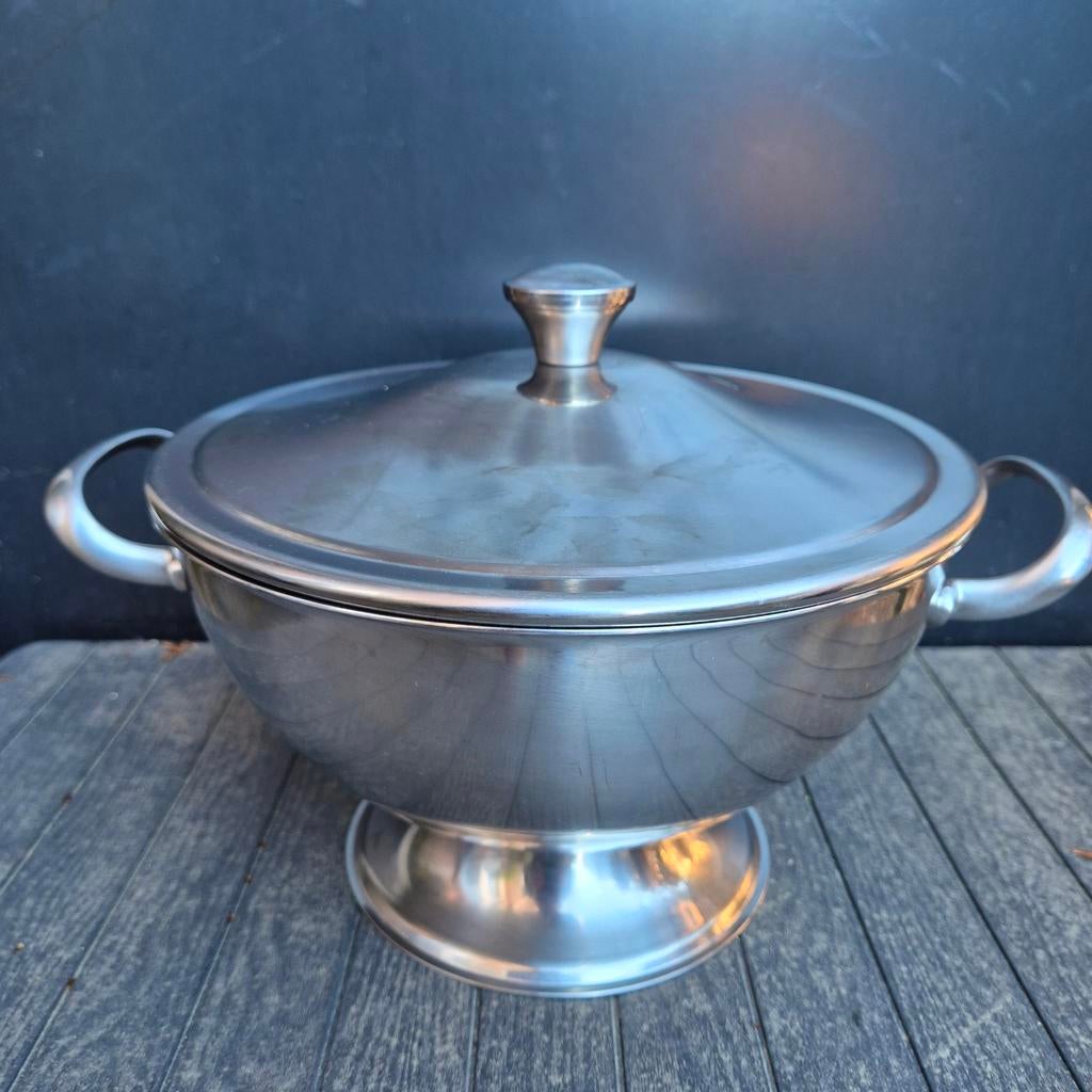 Alessi, terrine de légumes/soupe, 300 cl en inox 18/8, Antiquités & Art, Antiquités | Plateaux, Envoi