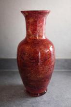 Gemarmerde glazen vaas, hoogte 30cm, Antiek en Kunst, Ophalen