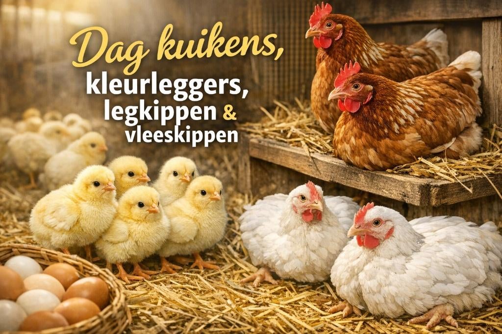 Dag kuikens kleurleggers, legkippen en vleeskippen, Dieren en Toebehoren