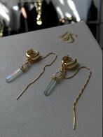 Boucles d'oreilles crystal naturel plaqué or 14 carats, Neuf, Enlèvement ou Envoi, Avec cristal, Autres matériaux