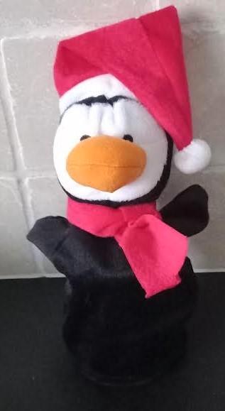 Handpop Pinguïn met kerstmuts, Kinderen en Baby's, Speelgoed | Knuffels en Pluche, Zo goed als nieuw, Ophalen of Verzenden