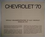 Chevrolet gamma 1970 specs Brochure Catalogue Prospekt, Verzenden, Zo goed als nieuw, Chevrolet