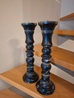 2 zwarte kandelaars, Neuf, 25 à 50 cm, Enlèvement, Bois