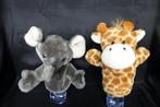 2 x  zachte handpop olifant en giraffe, Ophalen of Verzenden, Gebruikt, Olifant