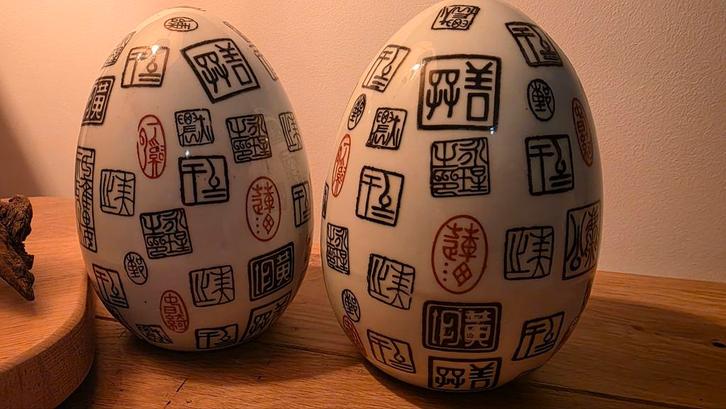 Oeufs porte-bonheur chinois peints à la main, Antiquités & Art, Antiquités | Céramique & Poterie, Enlèvement ou Envoi