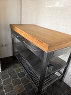 Werkbank, roestvrij staal/bamboe, Huis en Inrichting, Keuken | Keukenelementen, Ophalen, Gebruikt, Minder dan 100 cm, 50 tot 75 cm