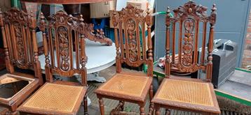 4 antieke jacht stoelen waarvan het riet stuk is GRATIS SNEL beschikbaar voor biedingen