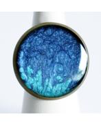 Bague turquoise et bleue en peinture nacrée, Handtassen en Accessoires, Ringen, Overige materialen, 20 of groter, Blauw, Nieuw