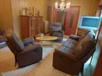 salon gris taupe foncé avec 4 relax, Huis en Inrichting, Zetels | Zetels, Ophalen, Nieuw, Leer, Rechte bank