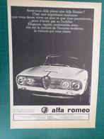 Alfa Roméo - publicité papier - 1965, Verzamelen, Merken en Reclamevoorwerpen, Overige typen, Gebruikt, Ophalen of Verzenden