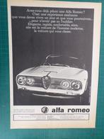 Alfa Roméo - publicité papier - 1965, Verzamelen, Merken en Reclamevoorwerpen, Ophalen of Verzenden, Gebruikt, Overige typen