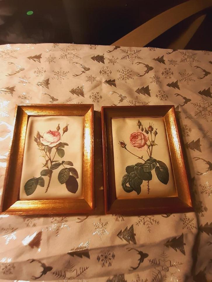 Miniatuurprints van Rozen op zijden doek P.J. Redoute, Antiek en Kunst, Kunst | Schilderijen | Klassiek, Ophalen