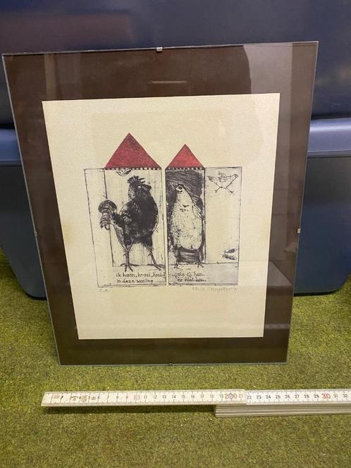 Haan en kip - Karin campfens - 1990, Antiek en Kunst, Curiosa en Brocante, Ophalen