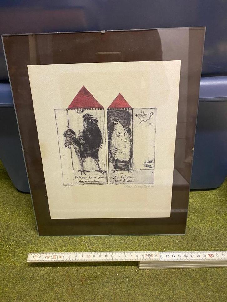 Haan en kip - Karin campfens - 1990, Antiek en Kunst, Curiosa en Brocante, Ophalen