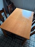 Table + 4 chaises en bois, Huis en Inrichting, Complete eetkamers, Ophalen, Gebruikt, Ancien, 4 tot 6 stoelen