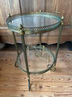 Chariot à boissons vintage. Laiton, Maison & Meubles, Tables | Tables d'appoint, Enlèvement, Comme neuf, Verre