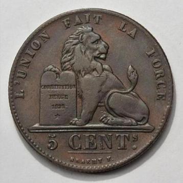 België 1857 - Leopold I - 5 Centimes - Koning Leopold I - Pr beschikbaar voor biedingen