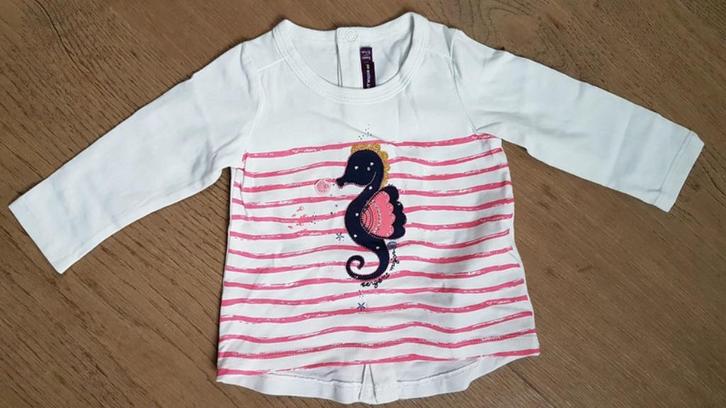 SERGENT MAJOR - T-shirt blanc hippocampe - T.6 mois/67 cm, Kinderen en Baby's, Babykleding | Maat 68, Gebruikt, Meisje, Shirtje of Longsleeve