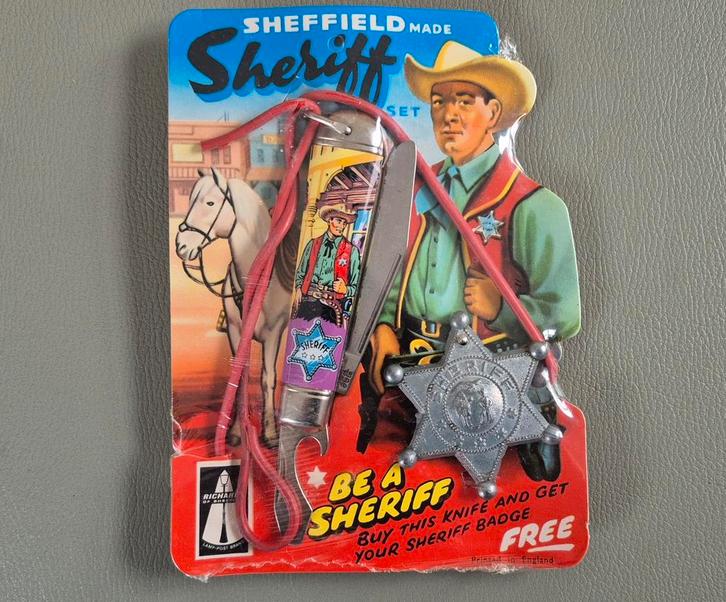 Vintage speelgoed Sheffield Sheriff set 60's, Verzamelen, Overige Verzamelen, Zo goed als nieuw, Ophalen of Verzenden