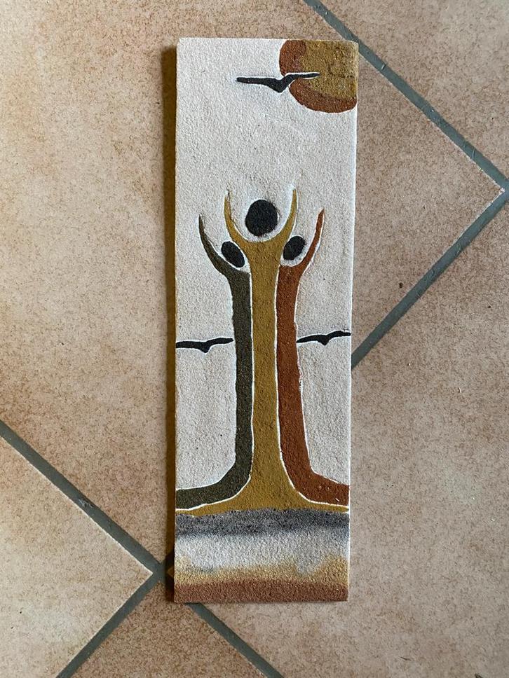 Tableau Sénégal 30 x 10cm sable soufflé sur bois 2 pcs, Antiquités & Art, Art | Sculptures & Bois, Envoi