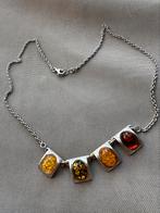 Collier en argent avec ambre, Handtassen en Accessoires, Kettingen, Ophalen of Verzenden, Zo goed als nieuw, Zilver, Zilver
