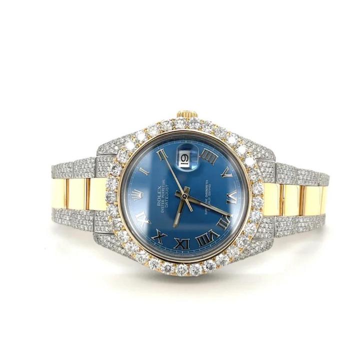 Rolex 42 mm Romeinse blauwe wijzerplaat, Handtassen en Accessoires, Horloges | Heren, Zo goed als nieuw, Polshorloge, Rolex, Goud