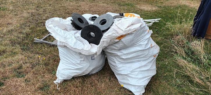 Houten terrasdragers van 30 m², Tuin en Terras, Terrasdelen en Vlonders, Gebruikt, Kunststof, Ophalen