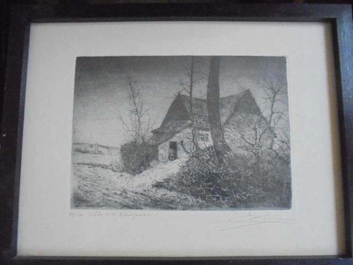 Emiel de Cooman  1922 - 2021  Ets  Villa v d kluizenaar, Antiek en Kunst, Kunst | Etsen en Gravures, Verzenden