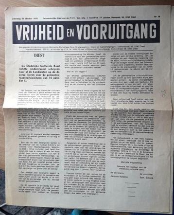 Tweewekelijks blad "Vrijheid en Vooruitgang"  P.V.V. Diest beschikbaar voor biedingen