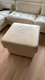 Pouf en cuir couleur crème, Carré, Enlèvement, Utilisé, 50 à 75 cm