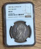5 francs congo belge 1887 MS64, Monnaie en vrac, Argent, Enlèvement, Argent
