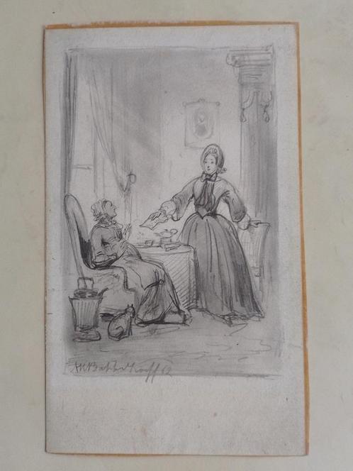 Alexander Hugo Bakker Korff  1824 - 1882  Tekening, Antiek en Kunst, Kunst | Tekeningen en Fotografie, Verzenden