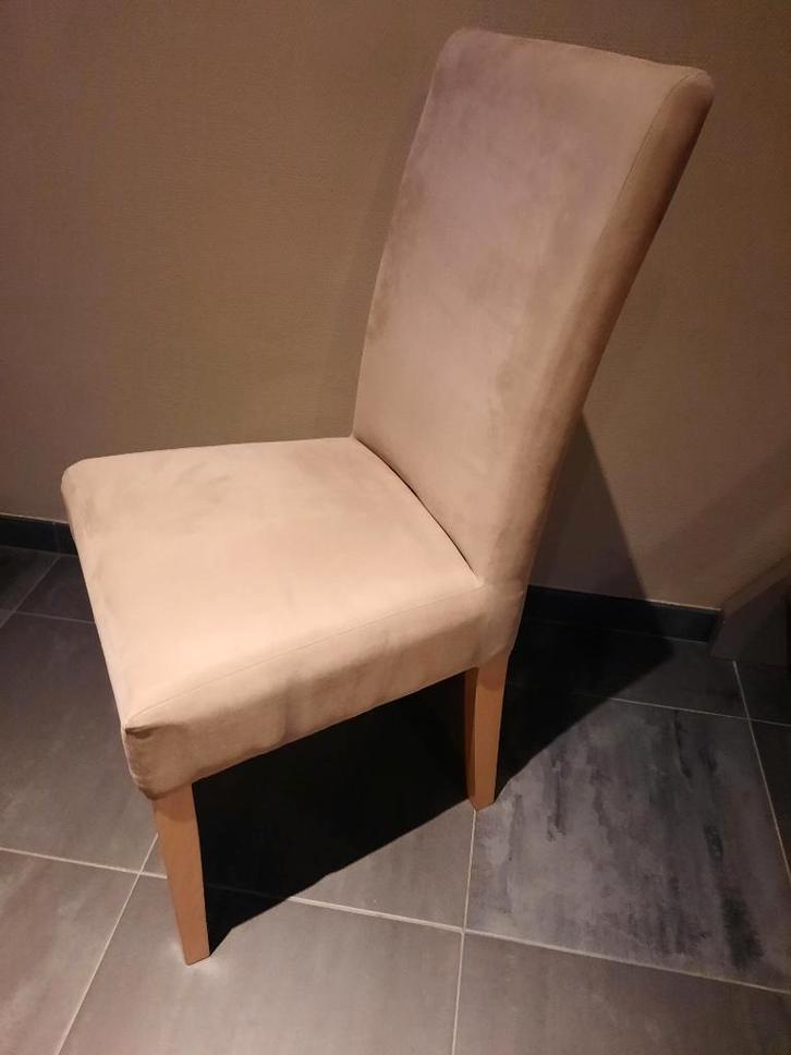 Eetkamerstoelen 6 st. in landelijke stijl beige stof, Huis en Inrichting, Stoelen, Zo goed als nieuw, Vijf, Zes of meer stoelen