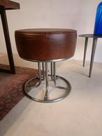 Bruine leren Poef, Huis en Inrichting, Minder dan 50 cm, Nieuw, Ophalen of Verzenden, Leer