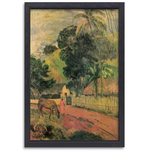 Paysage, cheval sur la route - Toile Paul Gauguin + cadre de, Antiquités & Art, Art | Peinture | Classique, Envoi