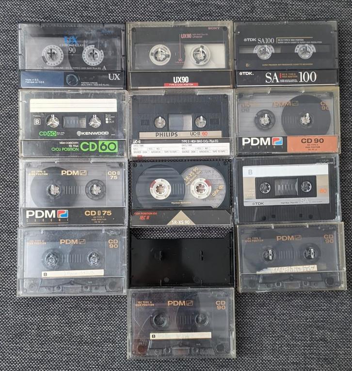 12 Cassettes audio Sony, TDK etc. Type II, Cd's en Dvd's, Cassettebandjes, Gebruikt, Ophalen of Verzenden