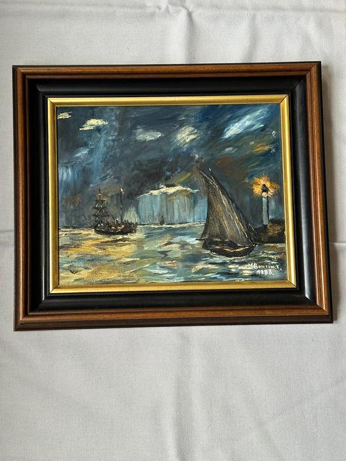 Bootjes op het water, Antiek en Kunst, Kunst | Schilderijen | Klassiek, Ophalen