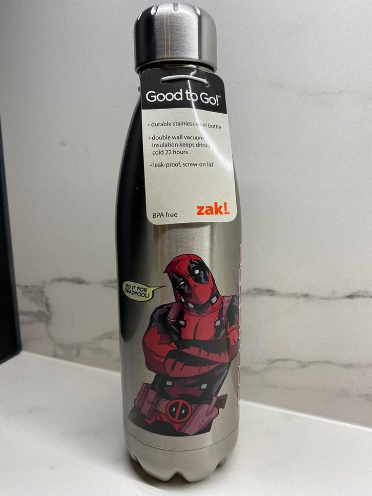 Waterfles Zak Marvel van roestvrij staal - Deadpool, Sport en Fitness, Drinkbussen, Nieuw, Ophalen of Verzenden