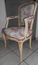 fauteuil louis xv ancien tissu toile de jouy rouge, Enlèvement