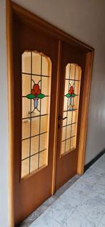 Portes vintage au design unique en verre, Enlèvement ou Envoi, Porte intérieure, Utilisé, Moins de 80 cm