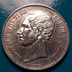 België 5 frank zilver Leopold I blootshoofds 1851, Zilver, Ophalen of Verzenden, Losse munt, Zilver