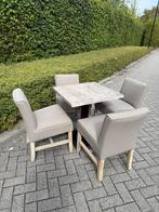 54 stoelen + 35 tafels – stevig horeca/cafetaria meubilair, Ophalen, Hout, Gebruikt, Bruin