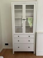 Vitrine IKEA HEMNES (3 tiroirs) – Blanc lasuré/bois clair, Huis en Inrichting, Kasten | Vitrinekasten, Ophalen, Zo goed als nieuw