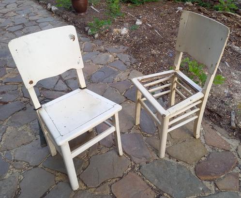 Paire de chaises de bistrot, Huis en Inrichting, Stoelen, Gebruikt, Twee, Hout, Wit, Ophalen of Verzenden