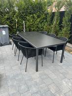 Buiten tafel + 6 stoelen // 100cm x 200cm // Nieuwstaat, Tuin en Terras, Tuintafels, Zo goed als nieuw, Ophalen