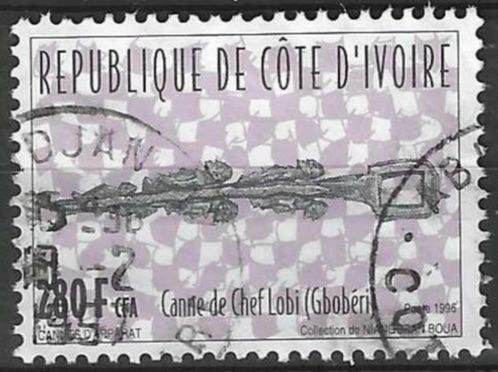 Ivoorkust 1996 - Yvert 975 - Ceremoniele wandelstokken (ST), Timbres & Monnaies, Timbres | Afrique, Affranchi, Envoi