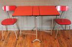 Rode Formica Klaptafel + Rode Formica Stoelen / Jaren 60, Huis en Inrichting, Ophalen, Zo goed als nieuw, Rechthoekig, Vintage / Jaren 60