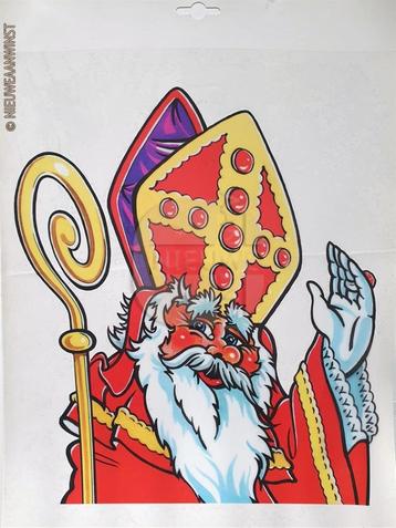 Sinterklaas raamsticker XL-formaat - 42x30cm, rood/geel beschikbaar voor biedingen