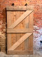 Steigerhouten schuifdeur, Tuin en Terras, Ophalen, Gebruikt, 100 tot 150 cm, 200 cm of meer